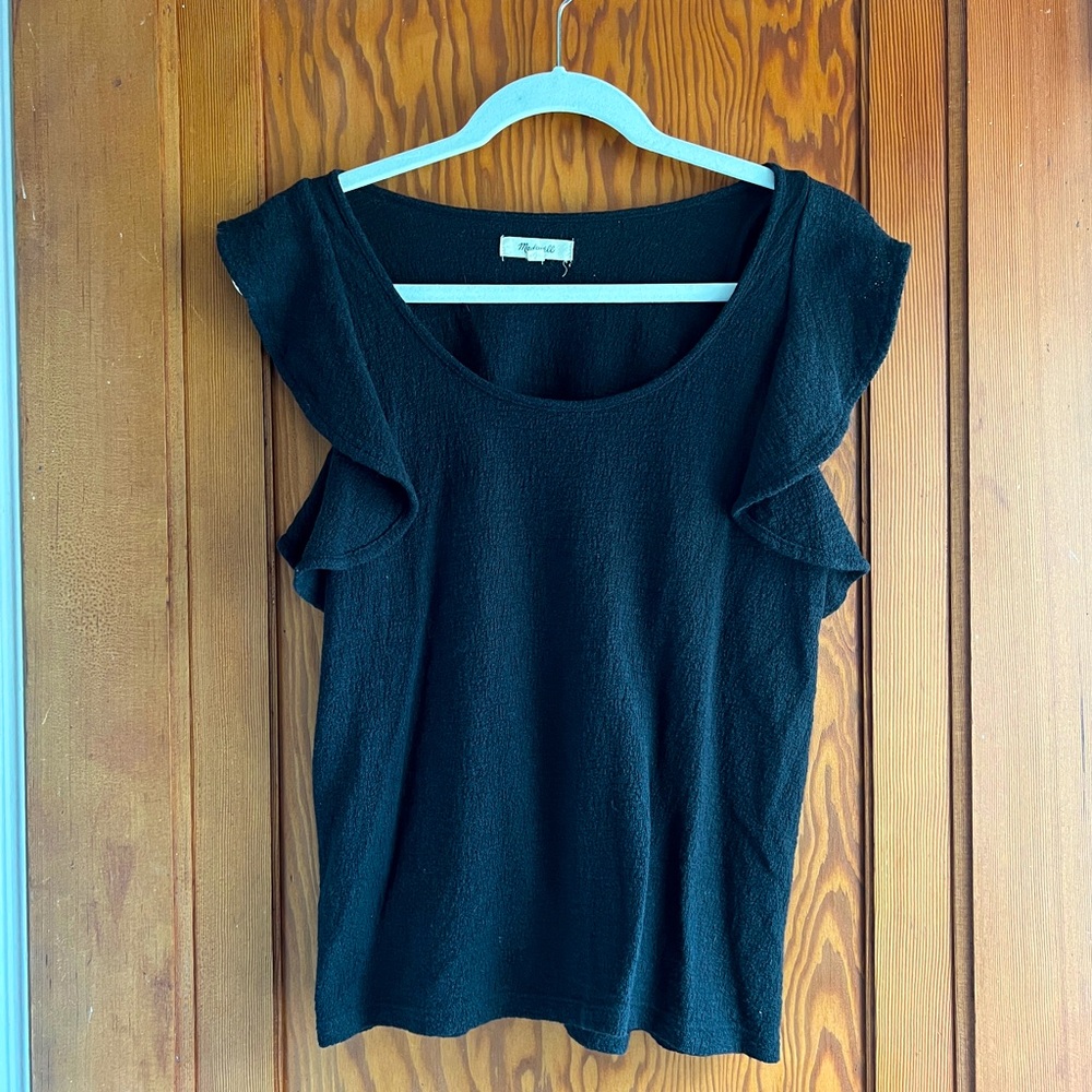 Madewell tank with flutter sleeves.